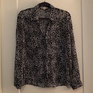 Gray animal print blouse